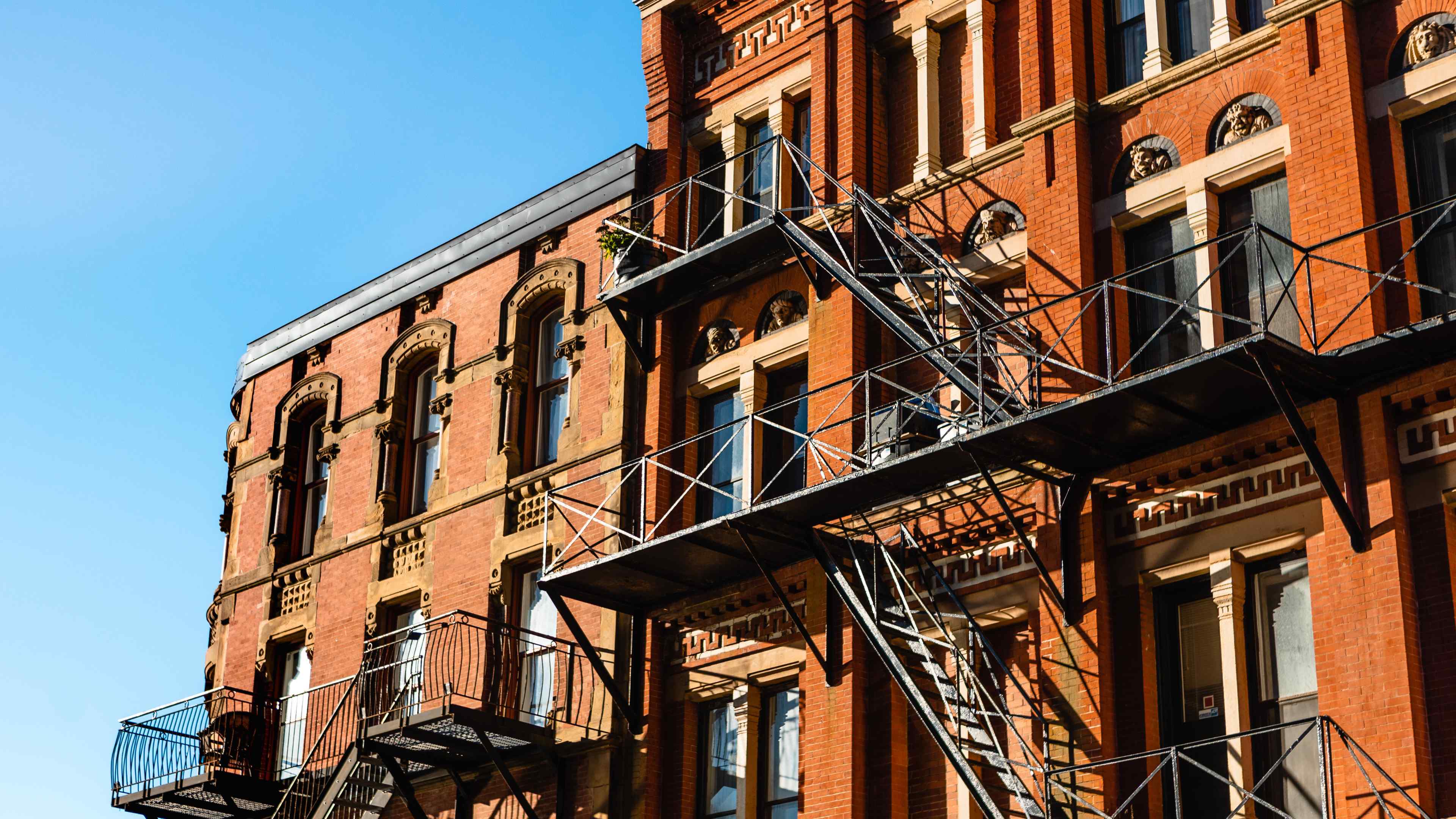 Outside view of brick apartment building
